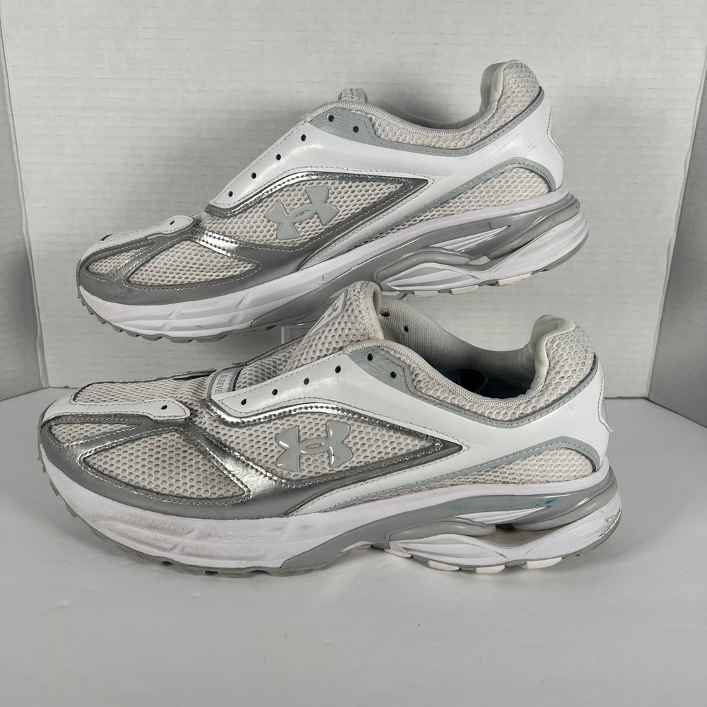 Under Armour HOVR Apparition White Silver Metallic Running Shoes Mens 13 3027595